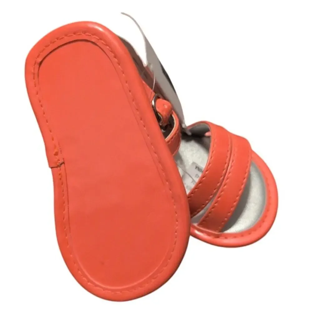 Janie and Jack Baby Crib Shoes Espadrille Red Orange White Striped NWT